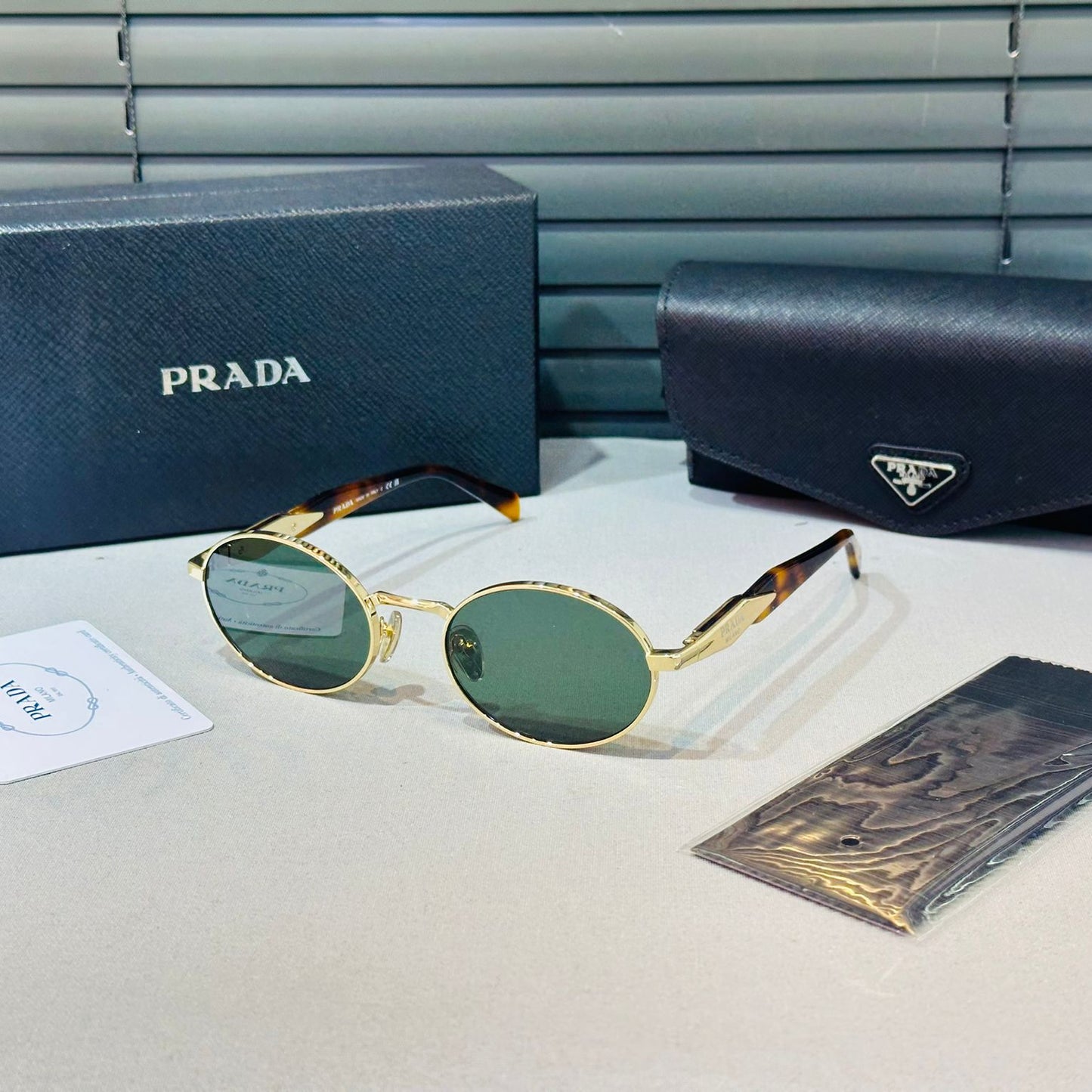 Praa PsB53S Gold / Havana Light Green Luxury Oval Güneş Gözlüğü
