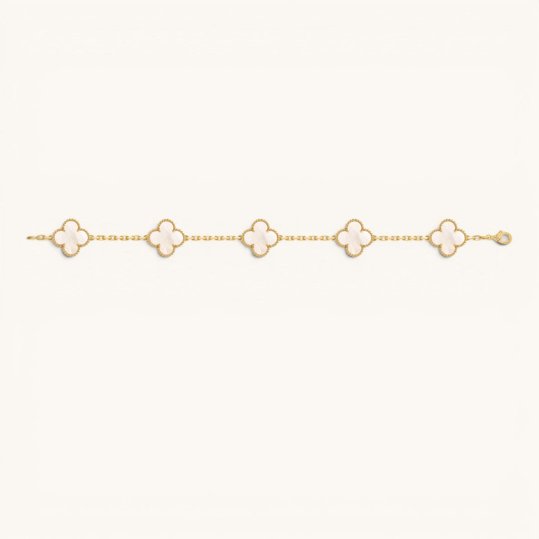 Vn Clee & Arpels Vintage Alhabra White Gold Yonca Bileklik