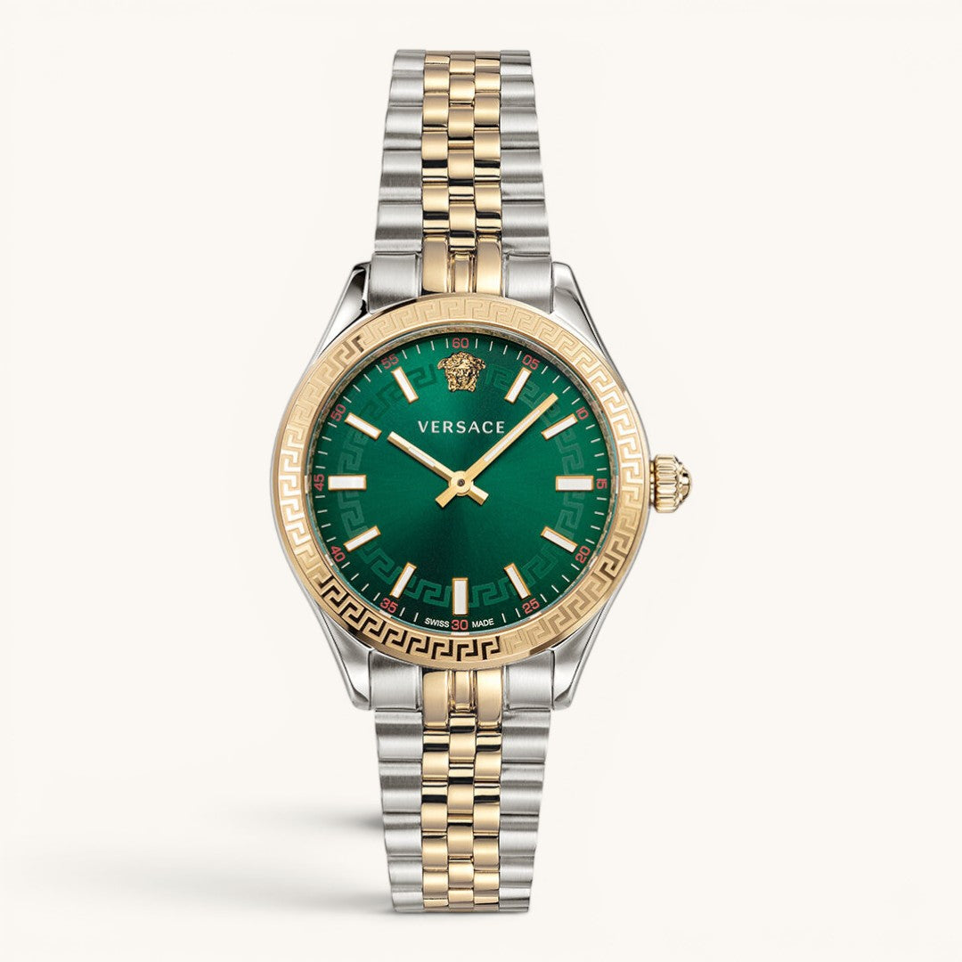 Versac Greca Yeşil Kadran Gold Silver Unisex Kol Saati