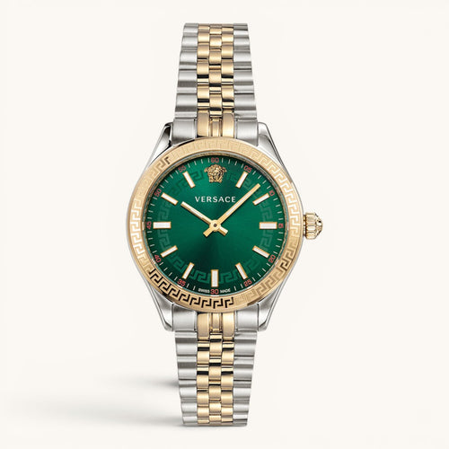 Versac Greca Yeşil Kadran Gold Silver Unisex Kol Saati