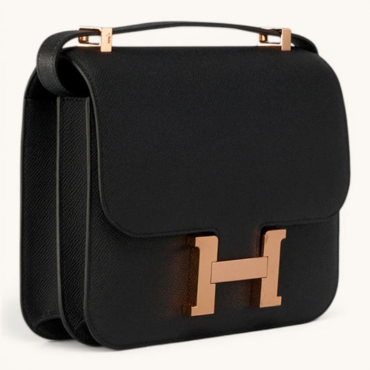 Hermè Constance 24 Black Gold H Tokalı Premium Deri Kadın Omuz Çantası