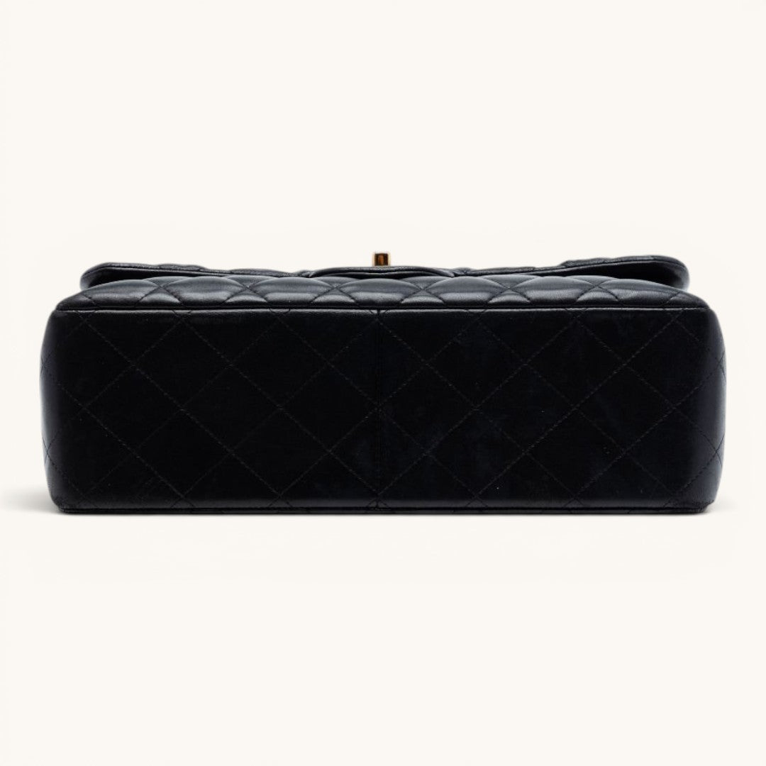 Chane Classic Flap Jumbo Black Lambskin Gold Hardware Premium Kadın Omuz Çantası