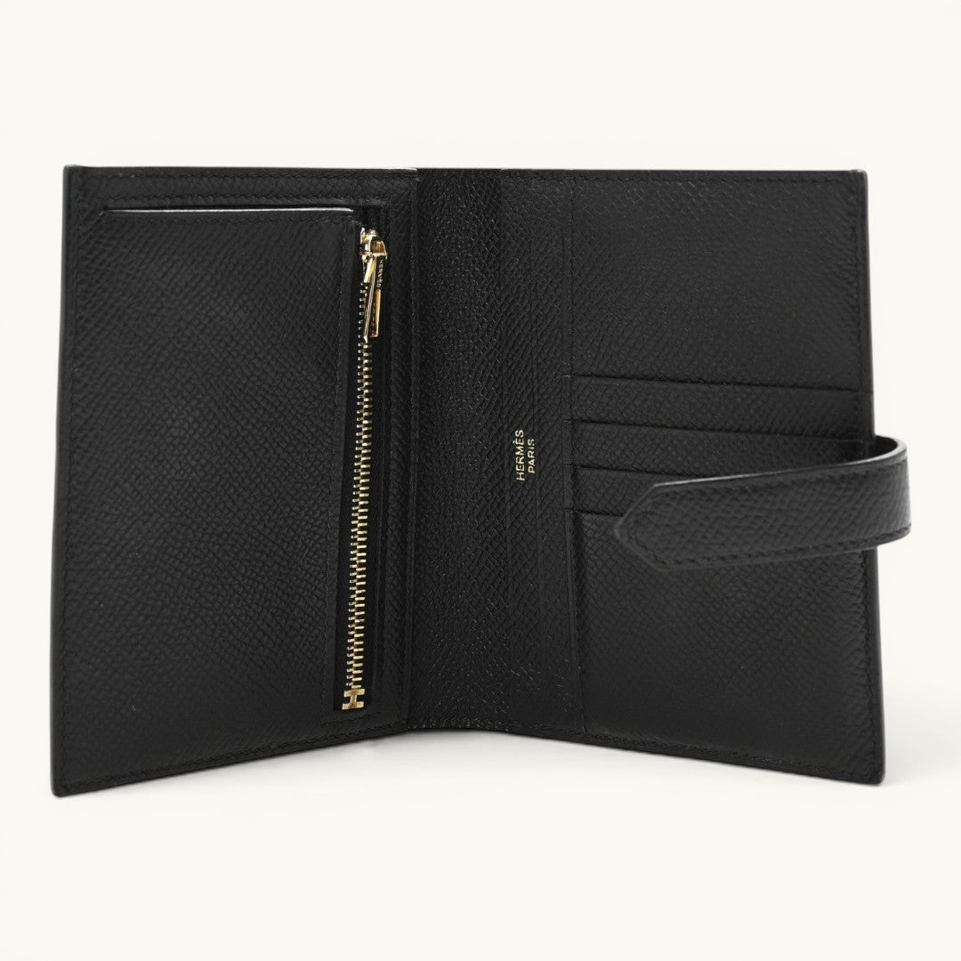Hermès Bearn Compact Black Gold H Tokalı Premium Deri Kadın Cüzdan