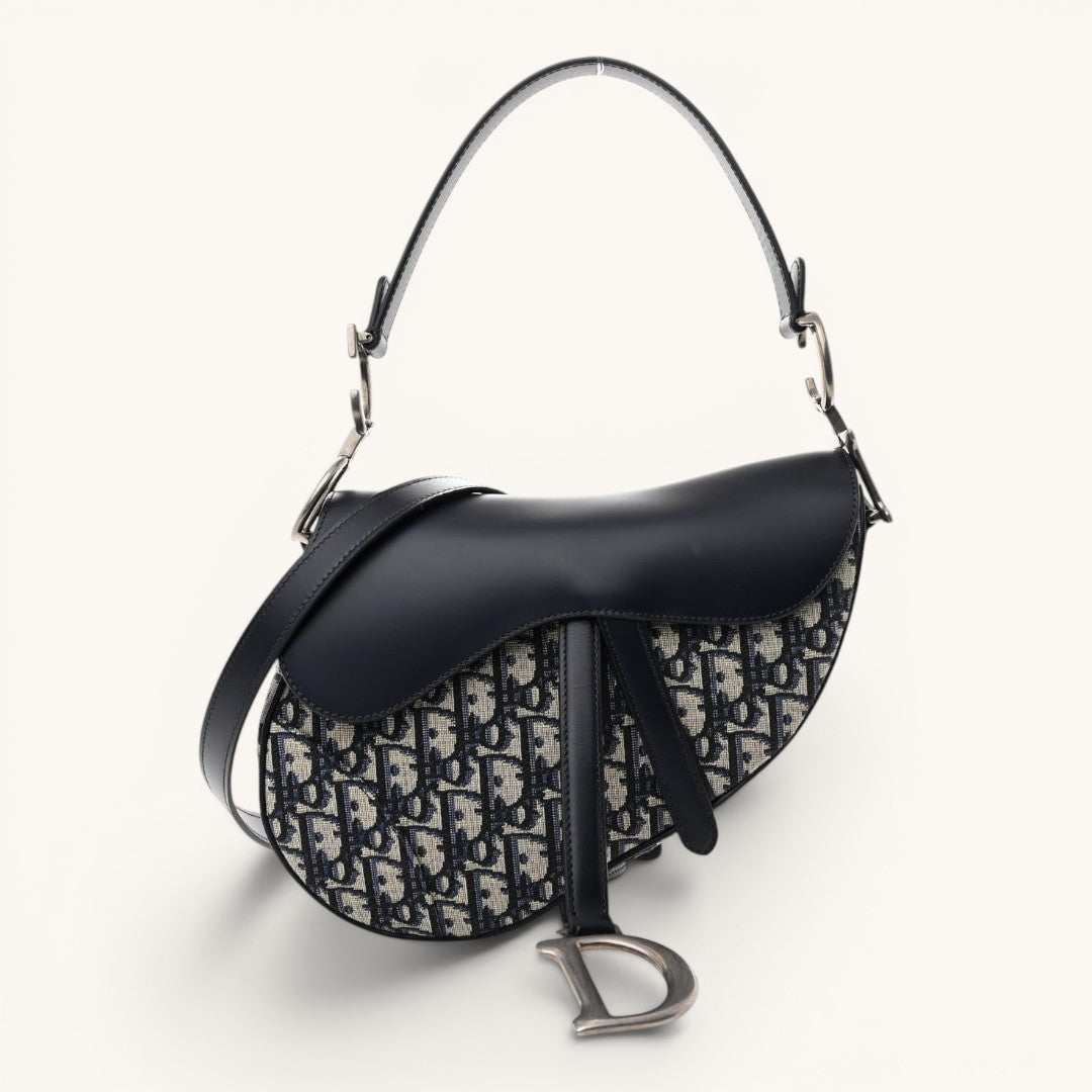 Dio Saddle Oblique Navy Black Premium Kadın Omuz Çantası