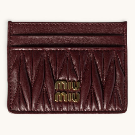 Mu Mu Matelassé Burgundy Gold Logolu Premium Deri Kadın Kartlık