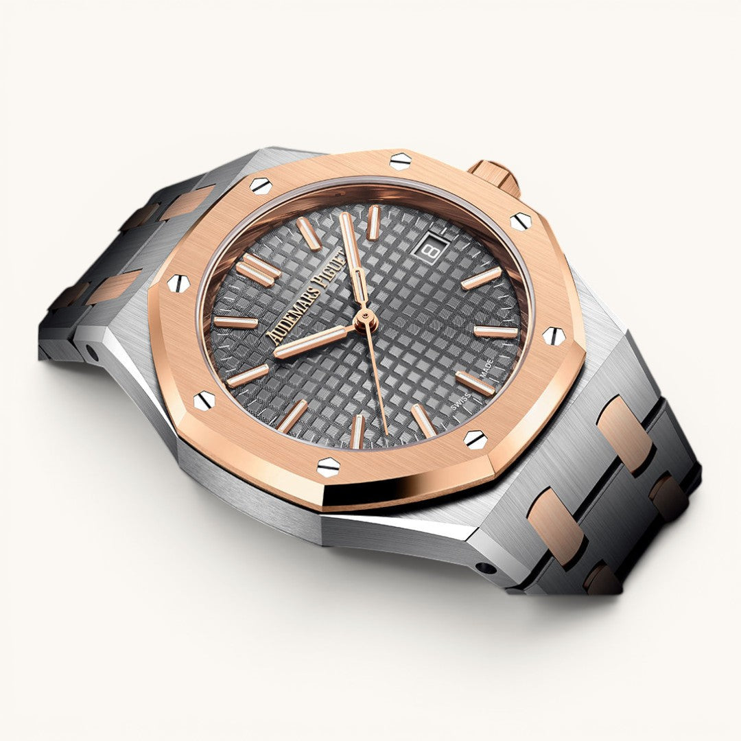 AP Royal Oak Gri Kadran Rose Gold Çelik Kasa Unisex Premium Kol Saati