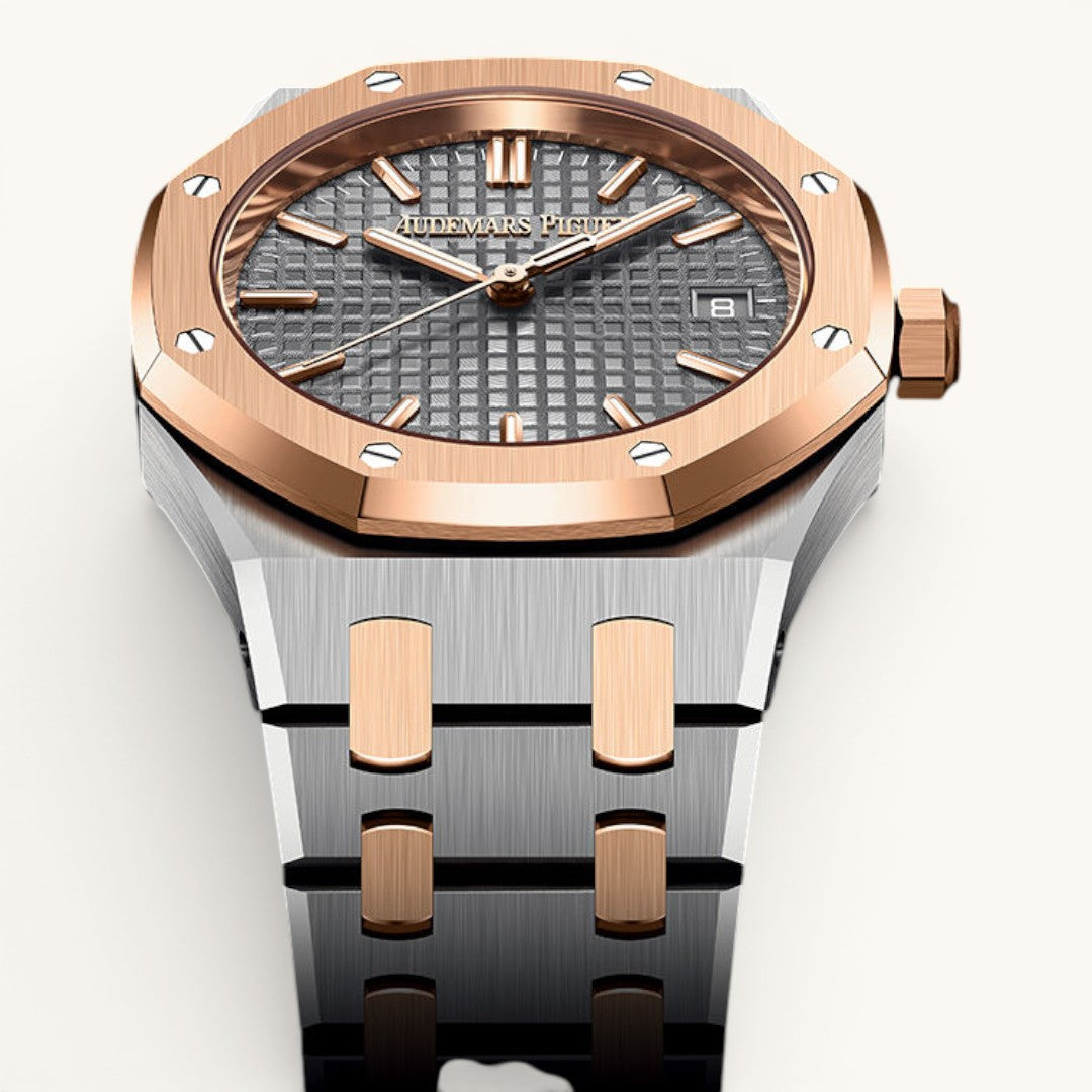 AP Royal Oak Gri Kadran Rose Gold Çelik Kasa Unisex Premium Kol Saati