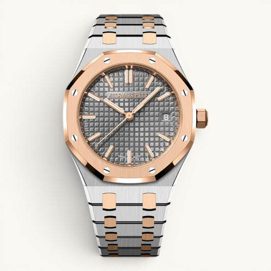 AP Royal Oak Gri Kadran Rose Gold Çelik Kasa Unisex Premium Kol Saati