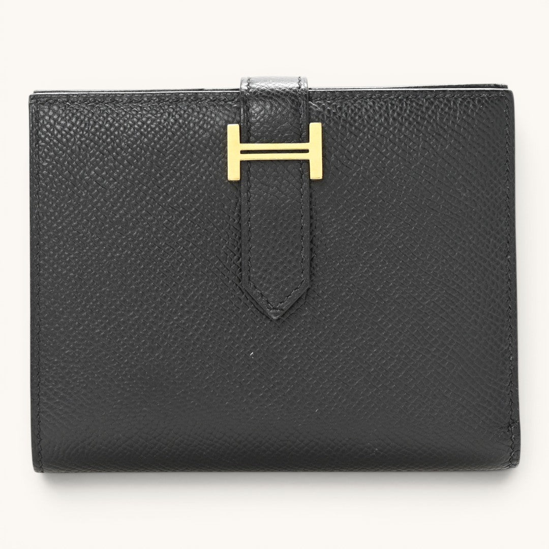 Hermès Bearn Compact Black Gold H Tokalı Premium Deri Kadın Cüzdan