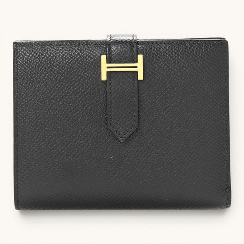 Hermès Bearn Compact Black Gold H Tokalı Premium Deri Kadın Cüzdan