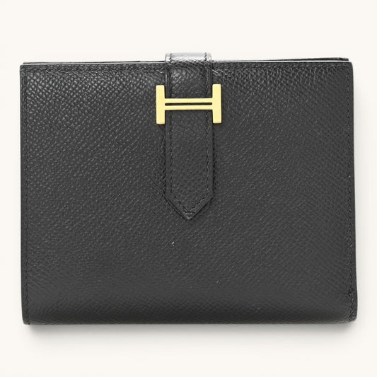 Hermès Bearn Compact Black Gold H Tokalı Premium Deri Kadın Cüzdan