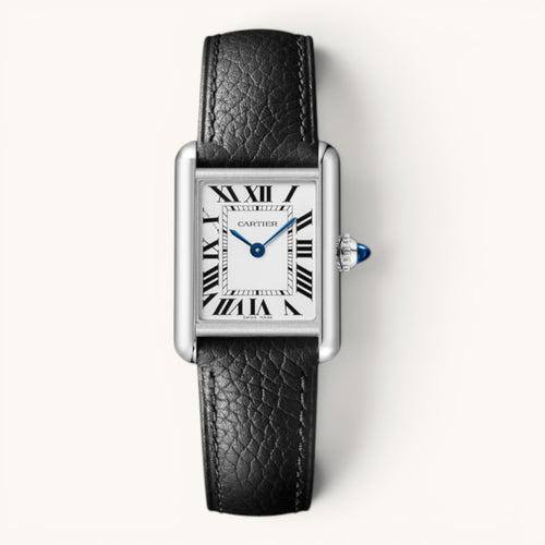 Cartie Tank Klasik Unisex Siyah Deri Kordon Dikdörtgen Kasa Analog Kol Saati