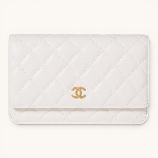 Chane Classic Flap White Quilted Gold Zincir Askılı Kadın Omuz Çantası