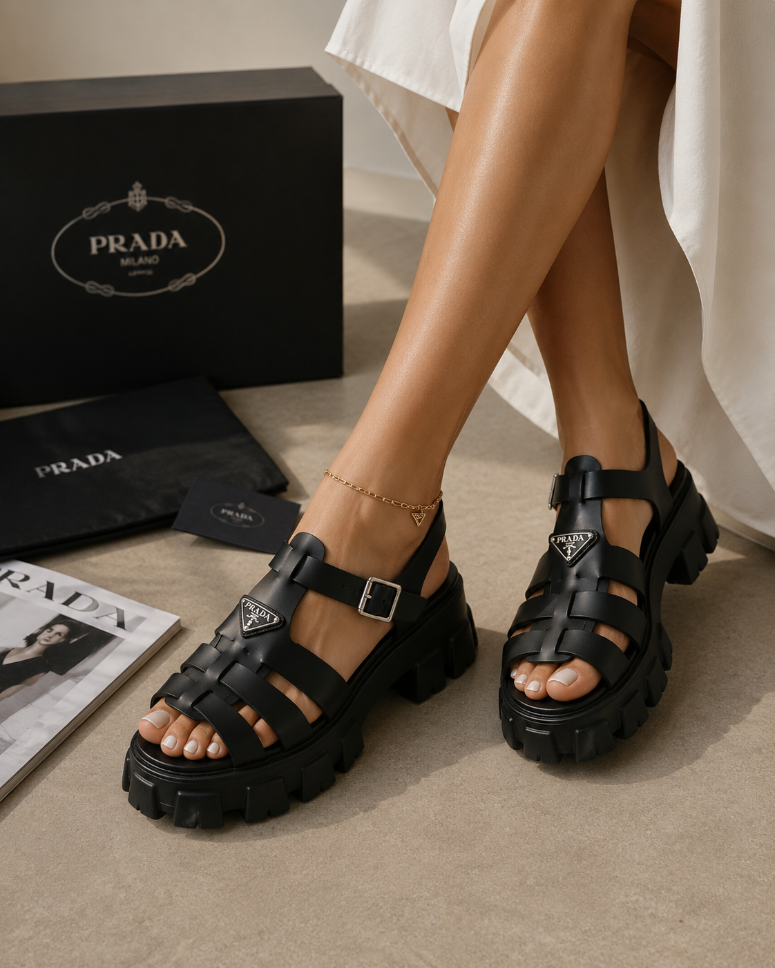 Prad Monolith Siyah Platform Kadın Sandalet
