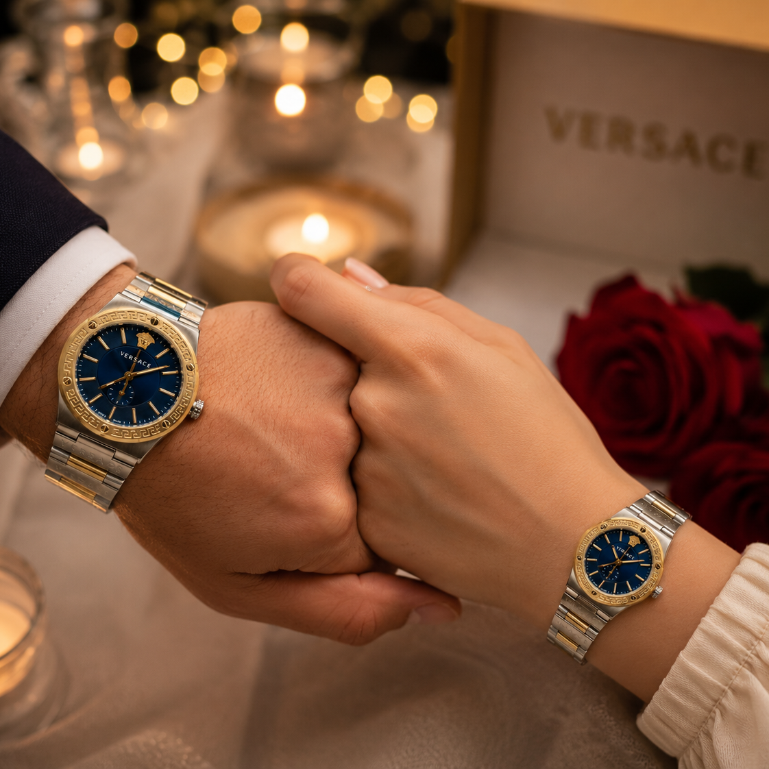 Versac Blue Gold Bay & Bayan Çift Kol Saati