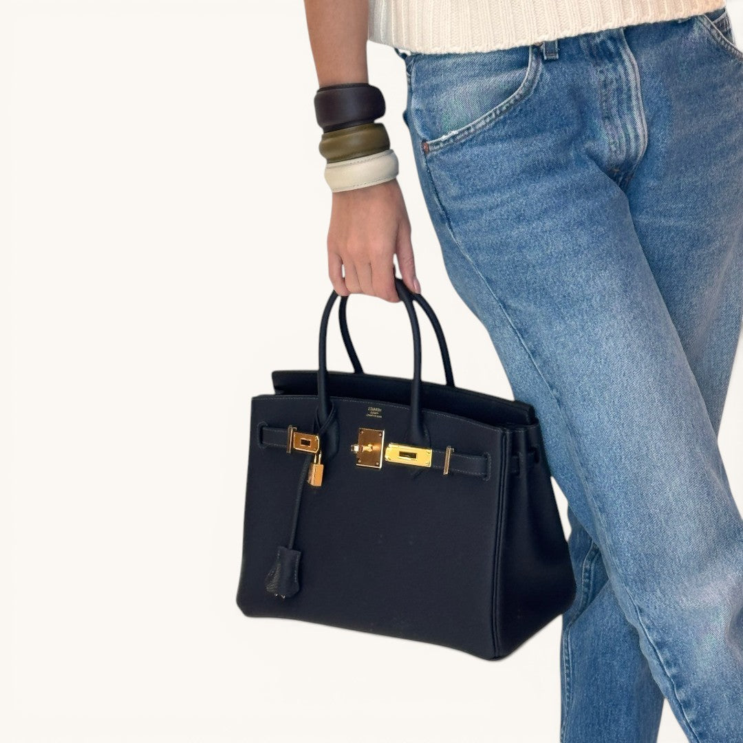 Hermè Birkin 25 Noir Togo Leather Gold Hardware Premium Kadın El Çantası