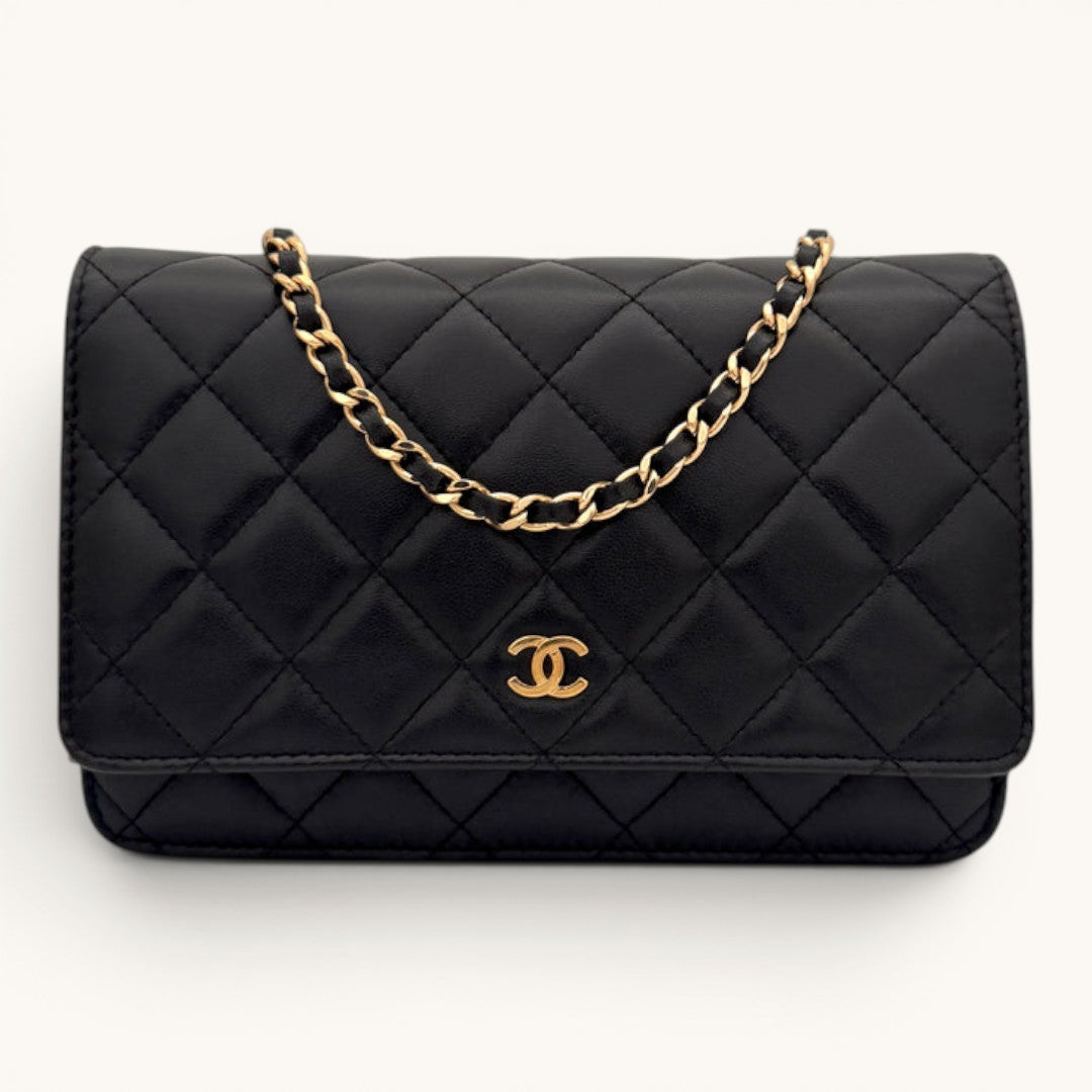 Chane Classic Flap Black Quilted Gold Zincir Askılı Kadın Omuz Çantası