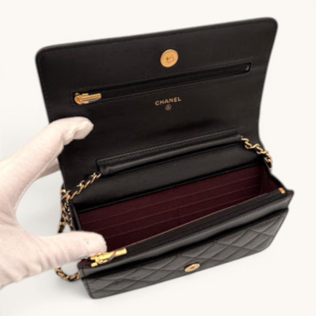 Chane Classic Flap Black Quilted Gold Zincir Askılı Kadın Omuz Çantası