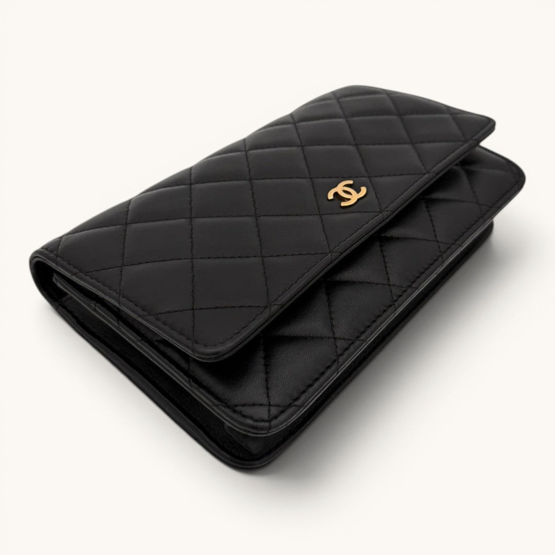 Chane Classic Flap Black Quilted Gold Zincir Askılı Kadın Omuz Çantası