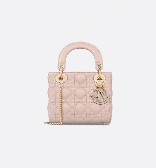 Dio Lady Dior Mini Powder Pink Gold Charm Detaylı Premium Deri Kadın Çanta