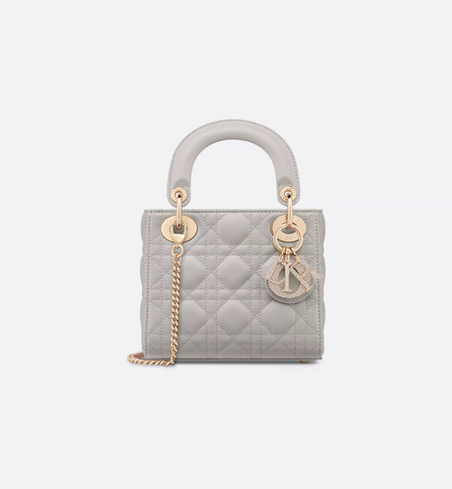 Dio Lady Dior Mini Light Grey Gold Charm Detaylı Premium Deri Kadın Çanta