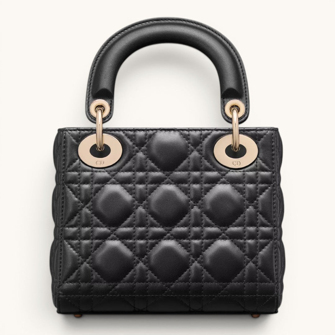 Dio Lady Dior Mini Black Gold Charm Detaylı Premium Deri Kadın Çanta