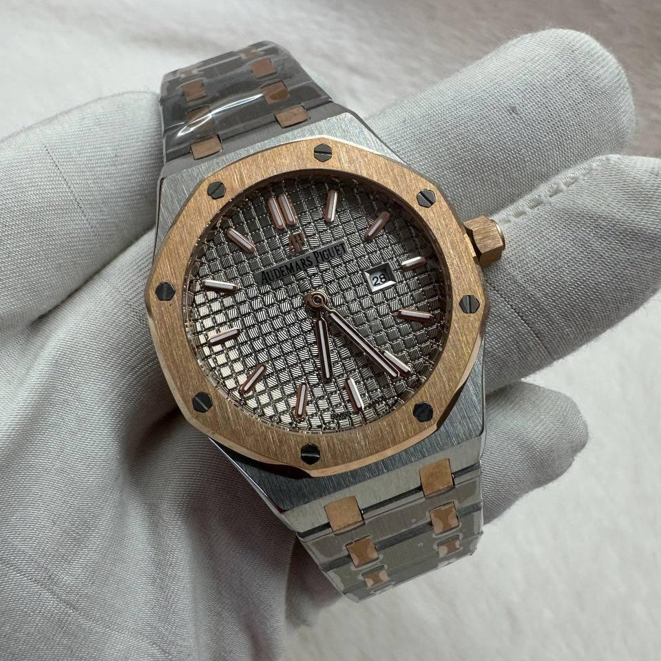AP Royal Oak Gri Kadran Rose Gold Çelik Kasa Unisex Premium Kol Saati