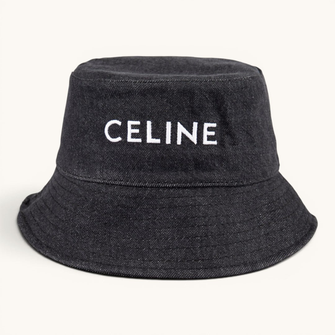 Celin Logo Nakışlı Denim Unisex Bucket Hat