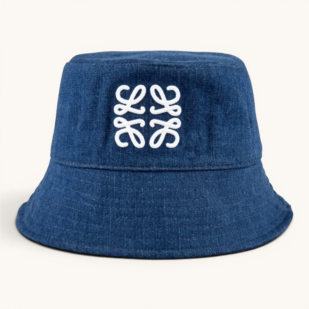 Loew Anagram Logo Nakışlı Denim Unisex Bucket Hat