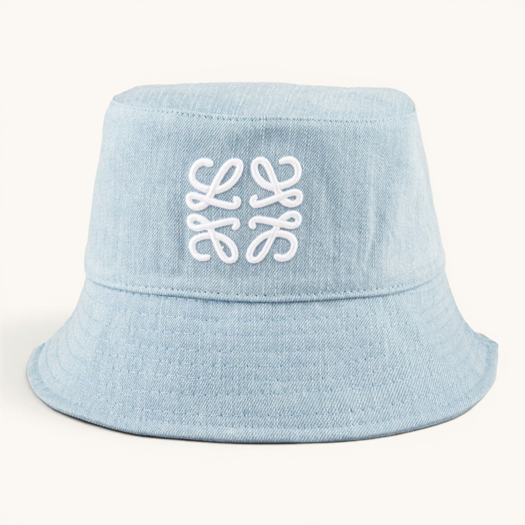 Loew Anagram Logo Nakışlı Denim Unisex Bucket Hat