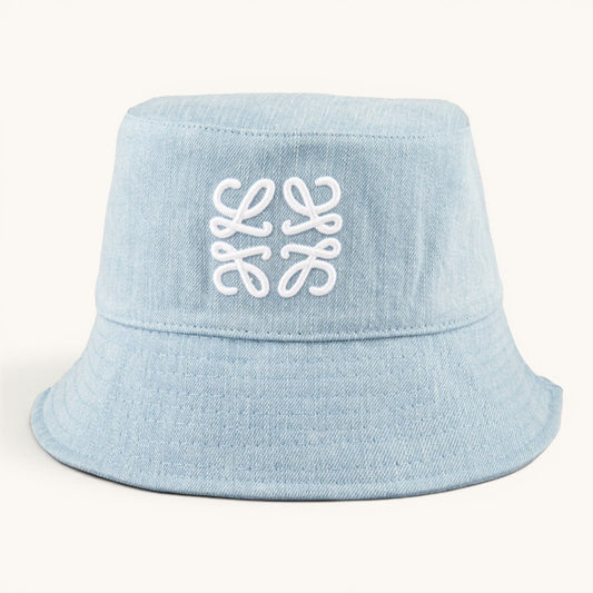 Loew Anagram Logo Nakışlı Denim Unisex Bucket Hat