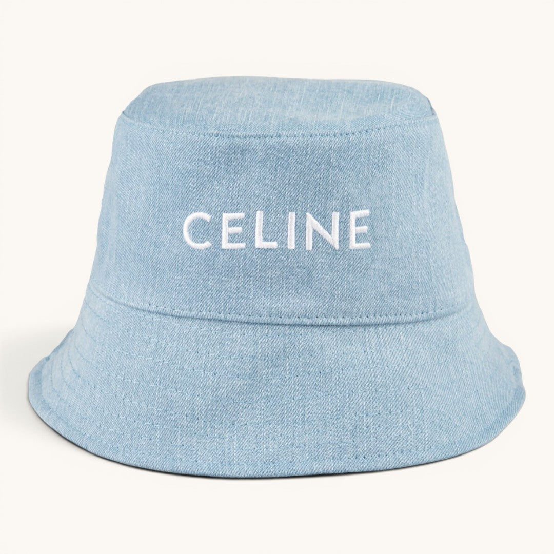 Celin Logo Nakışlı Denim Unisex Bucket Hat