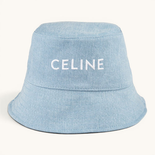 Celin Logo Nakışlı Denim Unisex Bucket Hat
