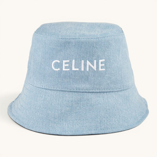 Celin Logo Nakışlı Denim Unisex Bucket Hat