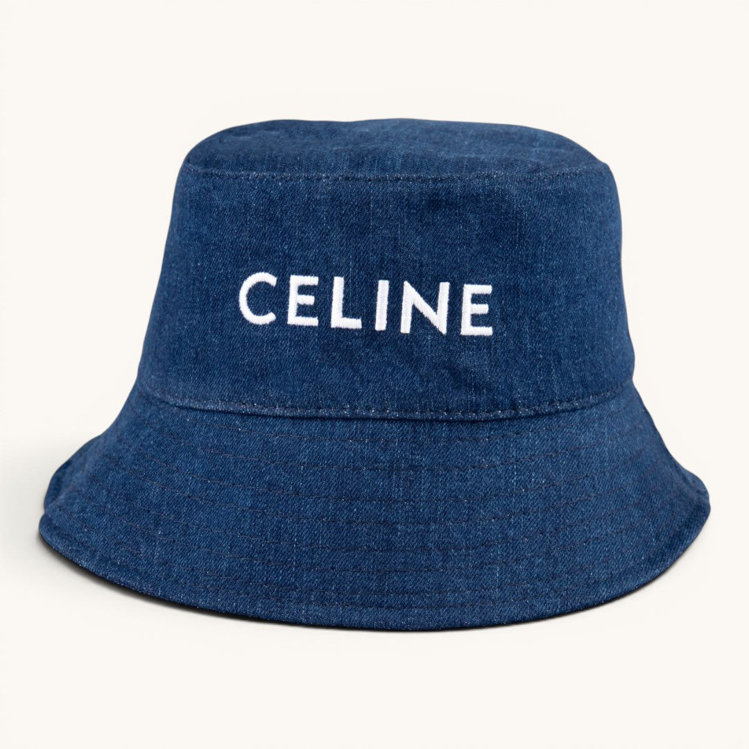 Celin Logo Nakışlı Denim Unisex Bucket Hat
