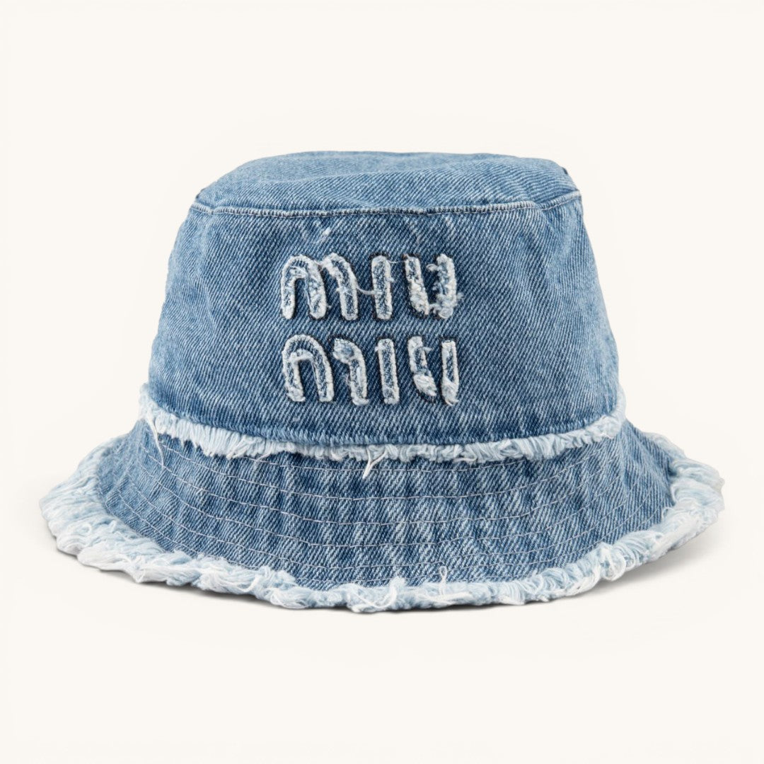 Mu Mu Vintage Denim Püskül Detaylı Bucket Hat