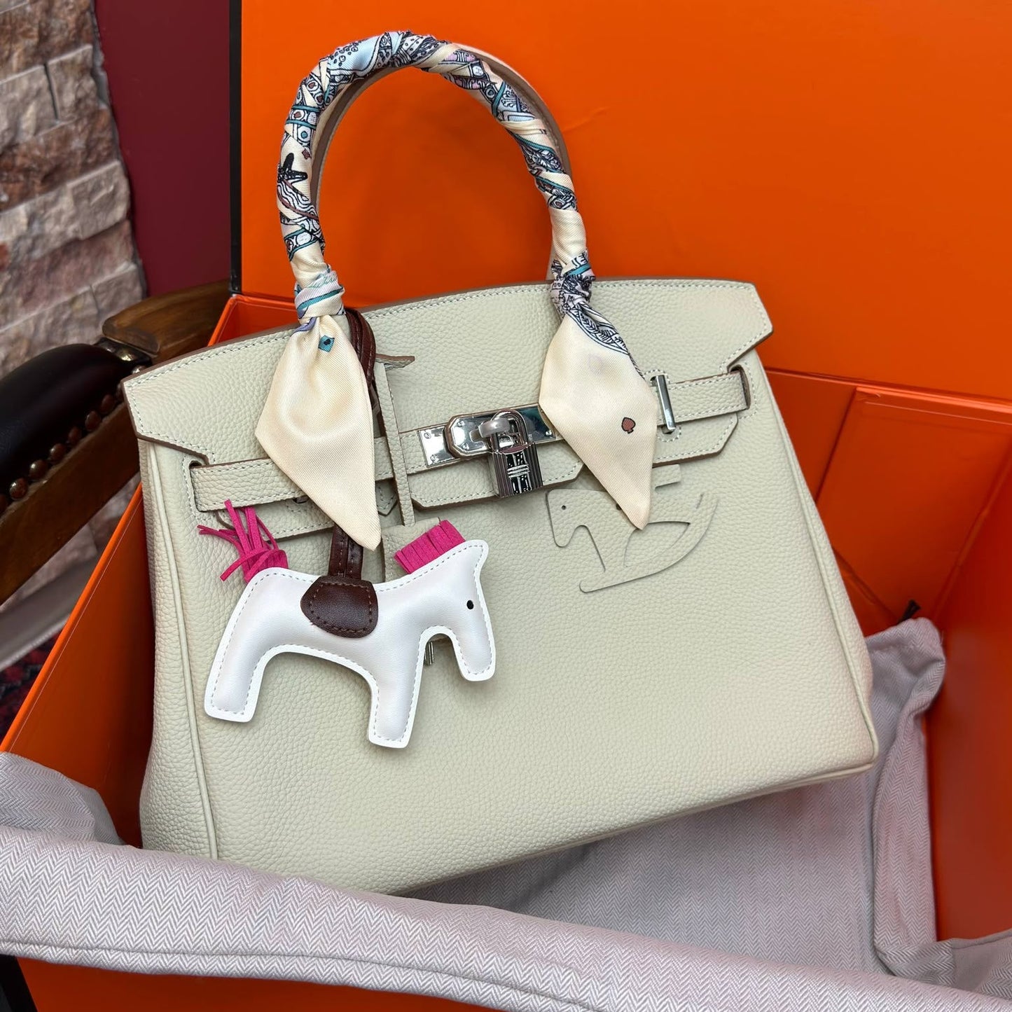 Hermè Birkin 25 Craie Togo Leather Palladium Hardware Premium Kadın El Çantası