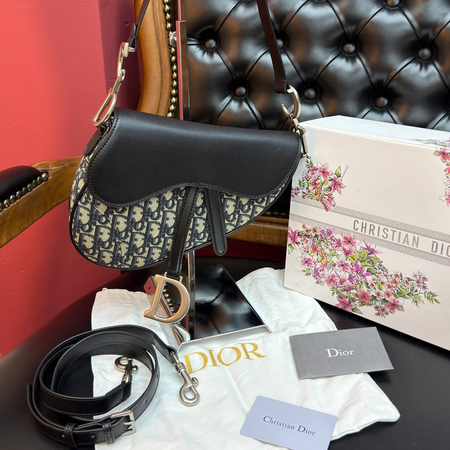 Dio Saddle Oblique Navy Black Premium Kadın Omuz Çantası