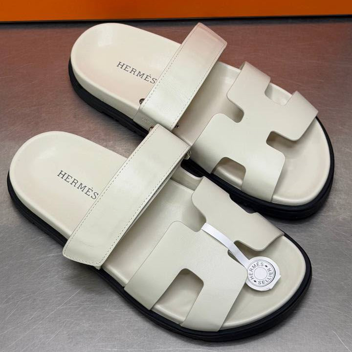 Hermè Chypre Gris H Cut-Out Erkek Lüks Terlik