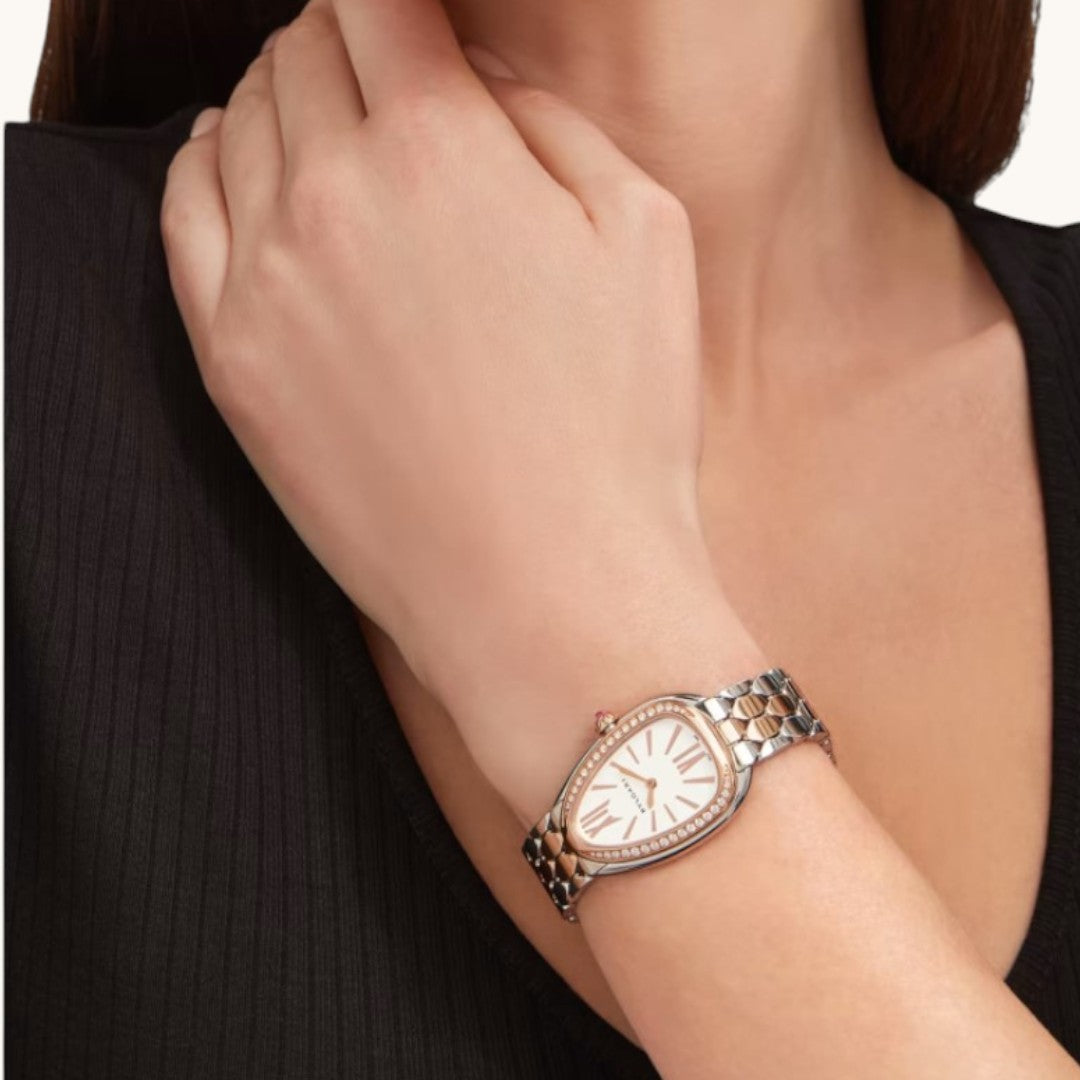 Bvlgar Serpenti Seduttori Rose Gold & Silver Diamond Detaylı Kadın Kol Saati