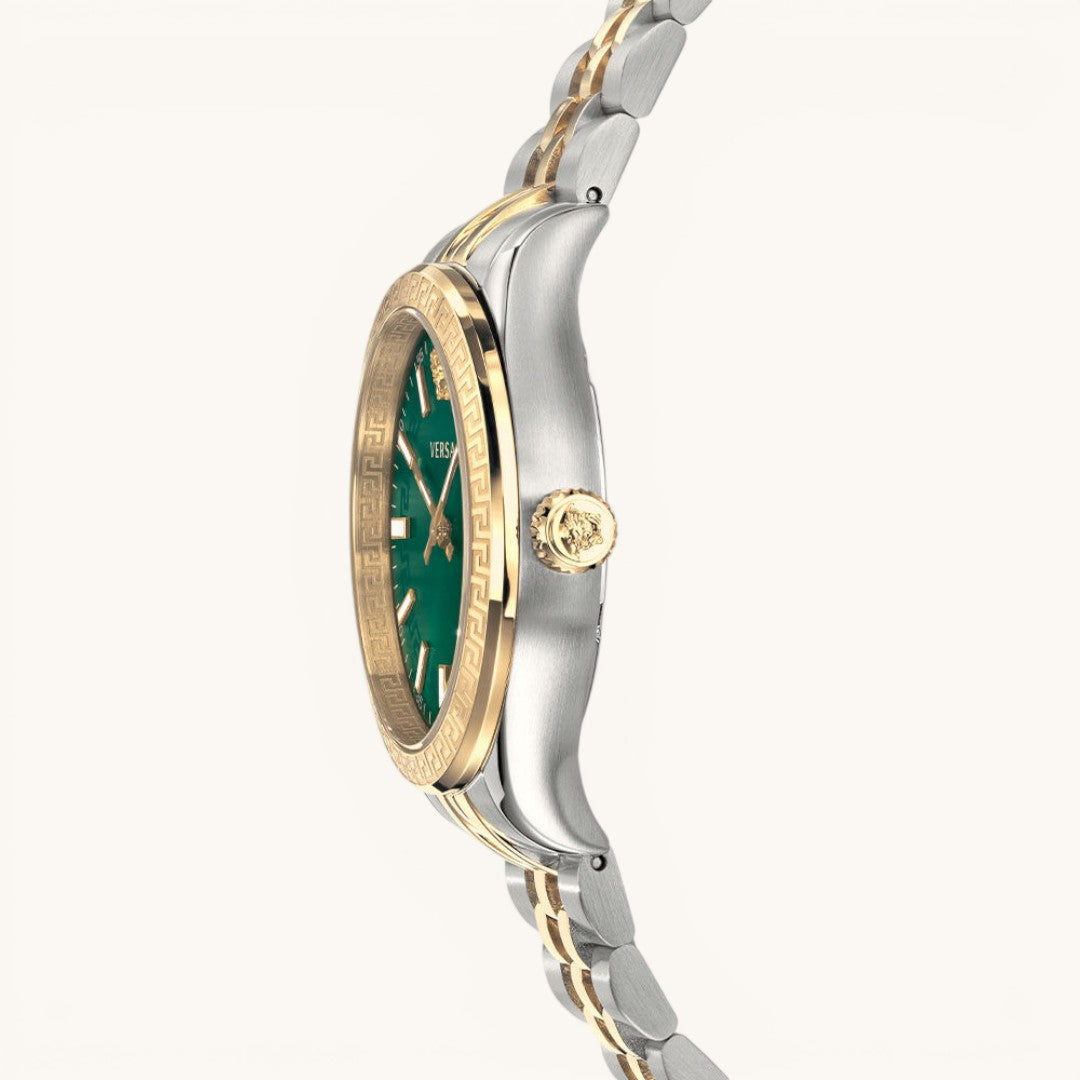 Versac Greca Yeşil Kadran Gold Silver Unisex Kol Saati