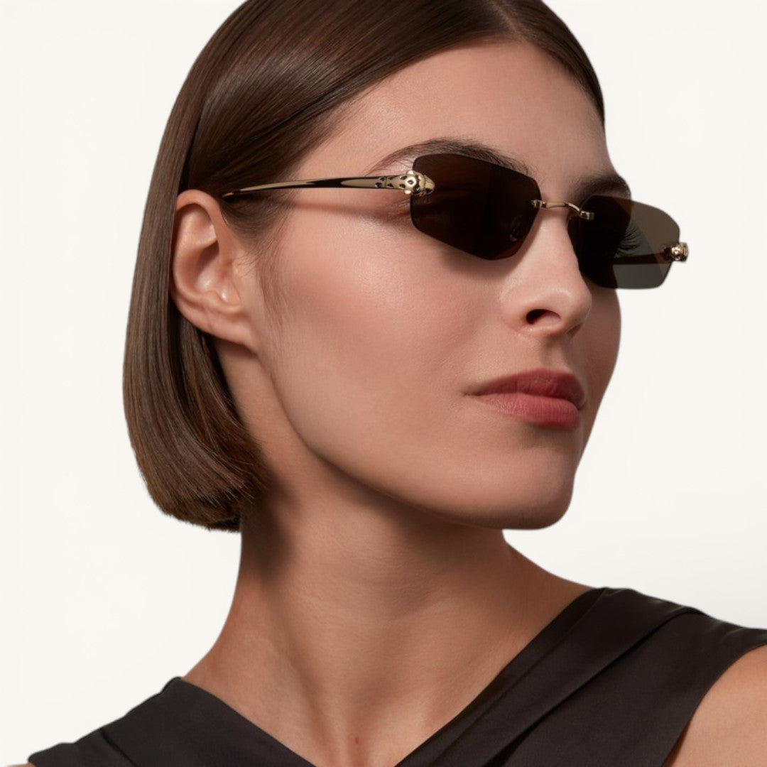 Carier Panthère Gold Rimless Luxury Güneş Gözlüğü