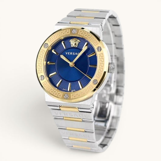 Versac Blue Gold Silver Bay & Bayan Çift Kol Saati